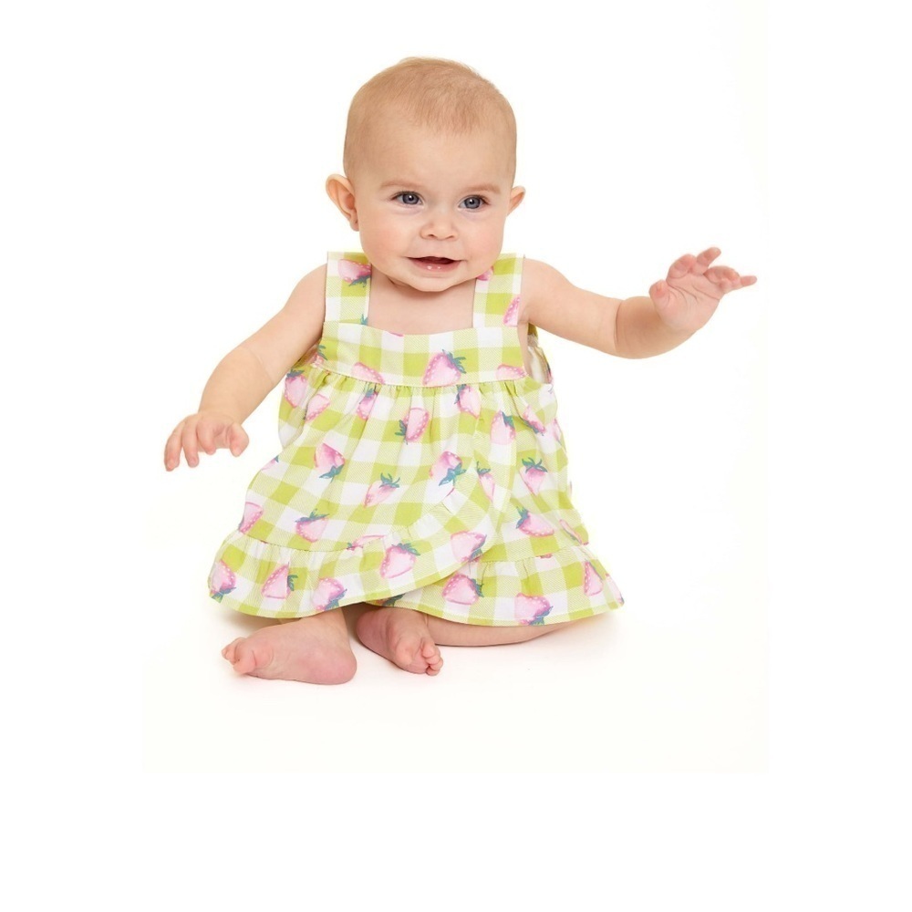 NWT-wonder nation-12 months-green& white plaid/strawberries 2 piece short set.